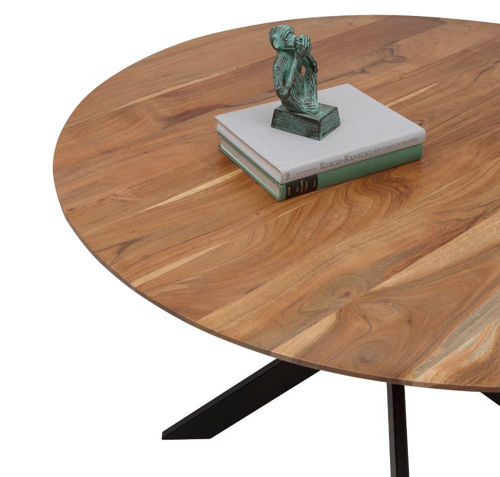 Masă Pedro - negru/culoare lemn acacia, Modern, lemn (130/79cm) - Modern Living