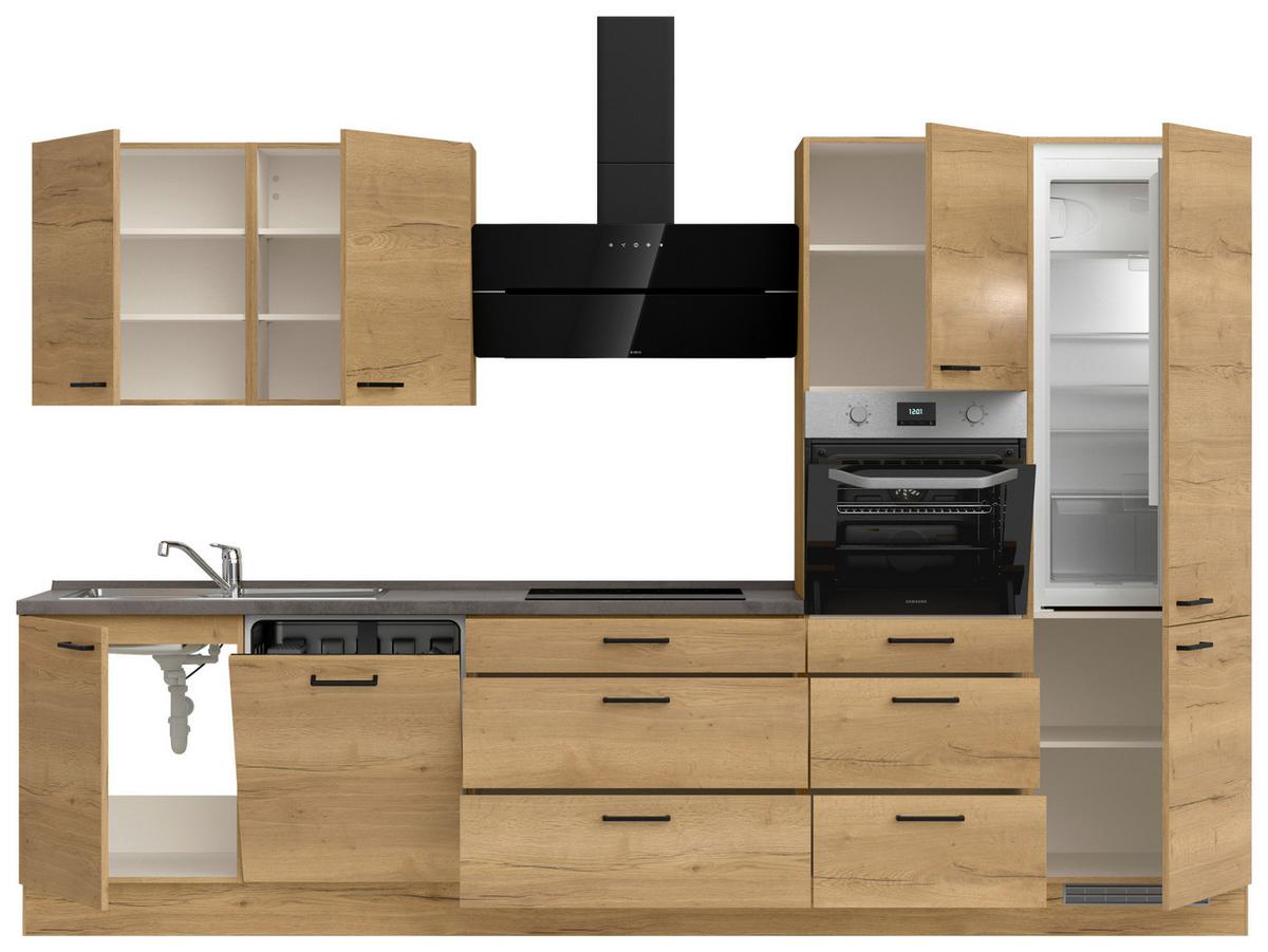 Küchenleerblock Structura High o. Geräte Eiche - Schieferfarben/Eichefarben, MODERN, Holzwerkstoff/Metall (330cm) - Nobilia