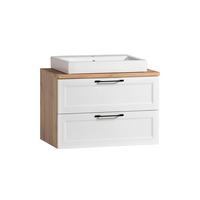 Waschtischkombi in Weiss/Eichefarben - Weiss/Eiche Wotan, Romantik / Landhaus, Keramik/Holzwerkstoff (80/66/47cm) - Mömax