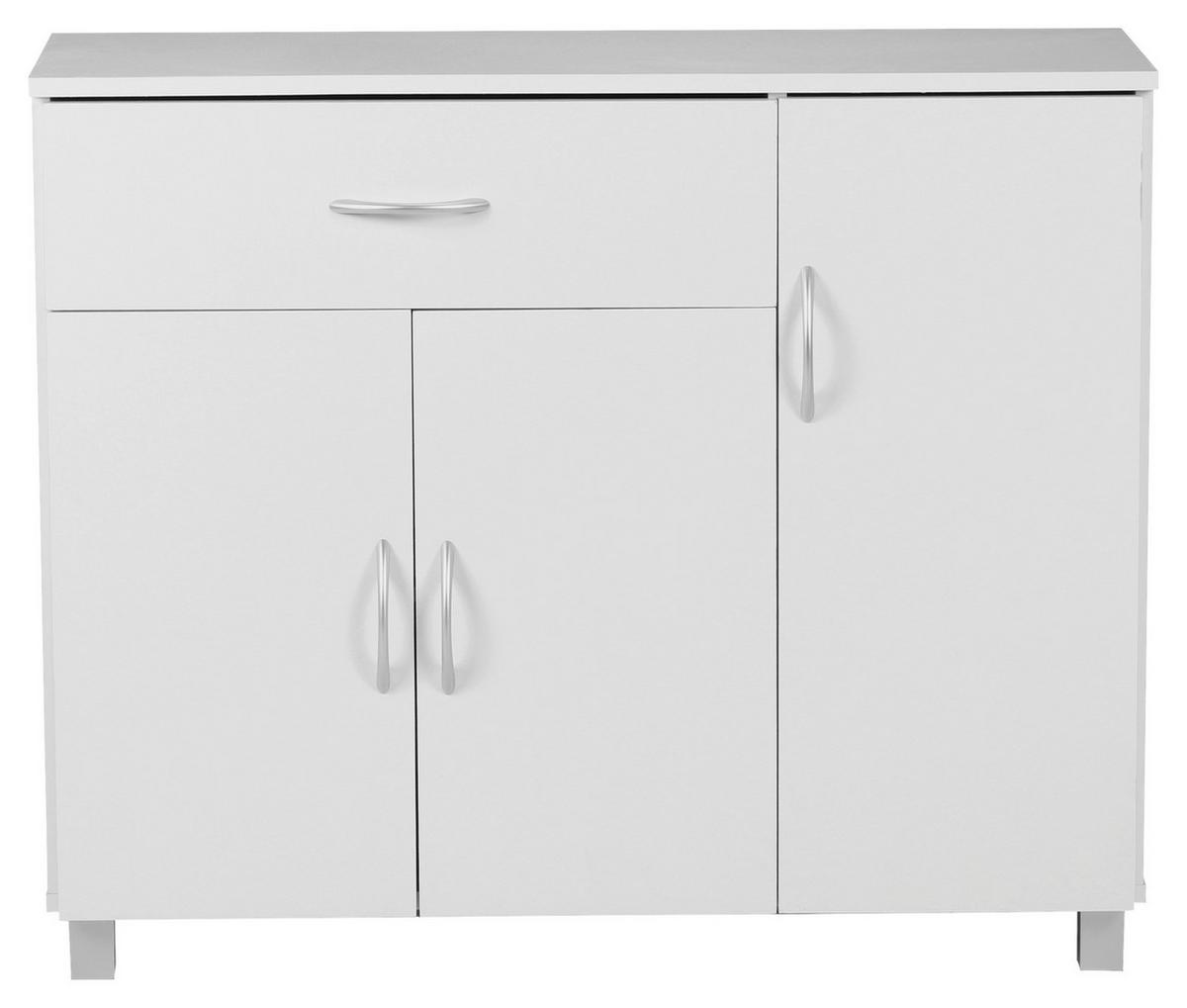 Sideboard Jarry ca. 90x75x30 cm Weiß - Alufarben/Grau, KONVENTIONELL, Holzwerkstoff (90/75/30cm) - MID.YOU