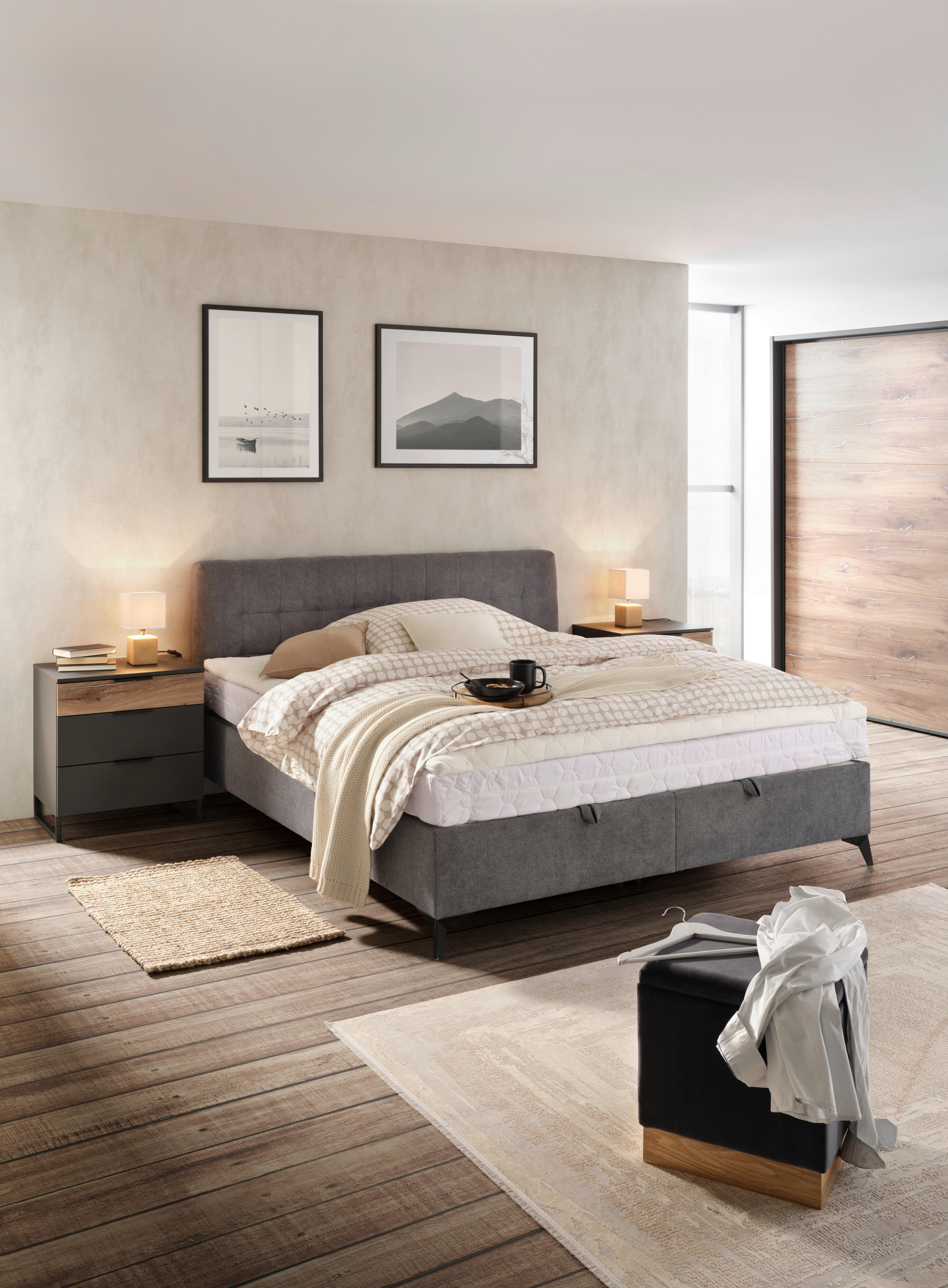 Box Krevet Magic - siva/crna, Konvencionalno, drvni materijal/tekstil (180/200cm) - Modern Living