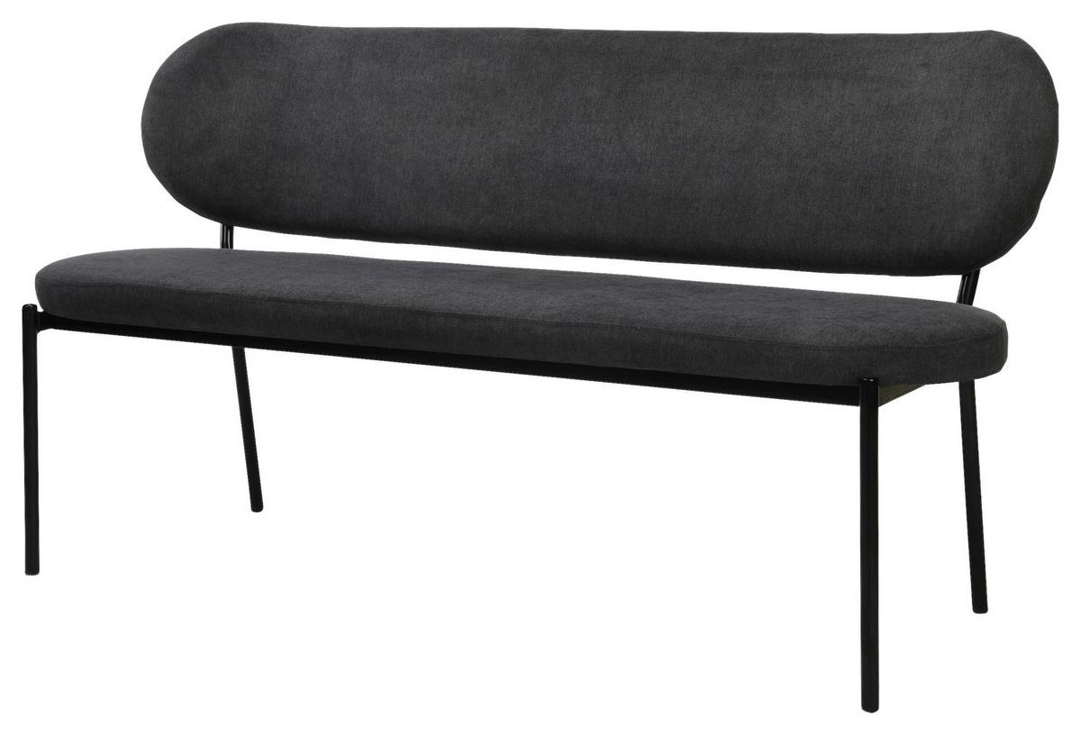 Sitzbank Jersey Schwarz/Dunkelgrau - Dunkelgrau/Schwarz, Design, Textil/Metall (160/82/62cm) - MID.YOU