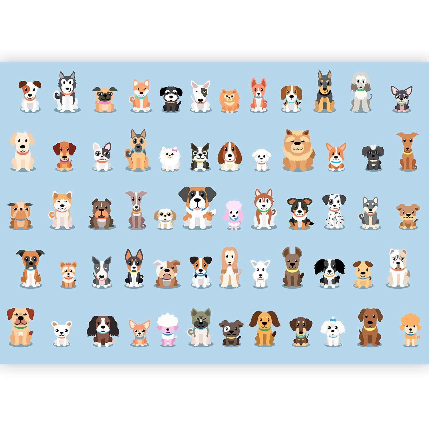 Fototapeta Happy Crowd, 200x140cm - pastelno modra/rjava, Trendi, tekstil (200/140cm) - artgeist