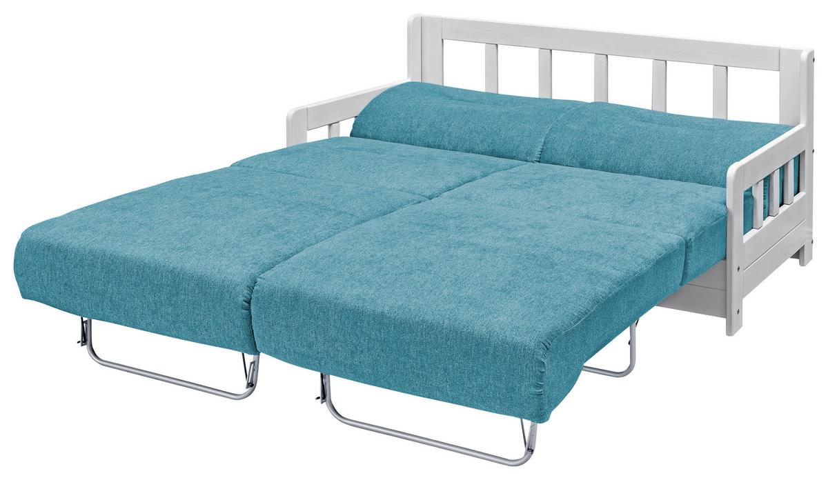 Schlafsofa Camino Holzkorpus Blau/Weiß - Blau/Weiß, LIFESTYLE, Holz/Textil (154/88/90cm) - Livetastic