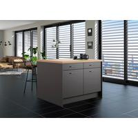 Kücheninsel IP1200 o. Geräte Graphitfarben - Edelstahlfarben/Eichefarben, Basics, Holzwerkstoff/Metall (123,4/91,8/96,6cm) - Impuls