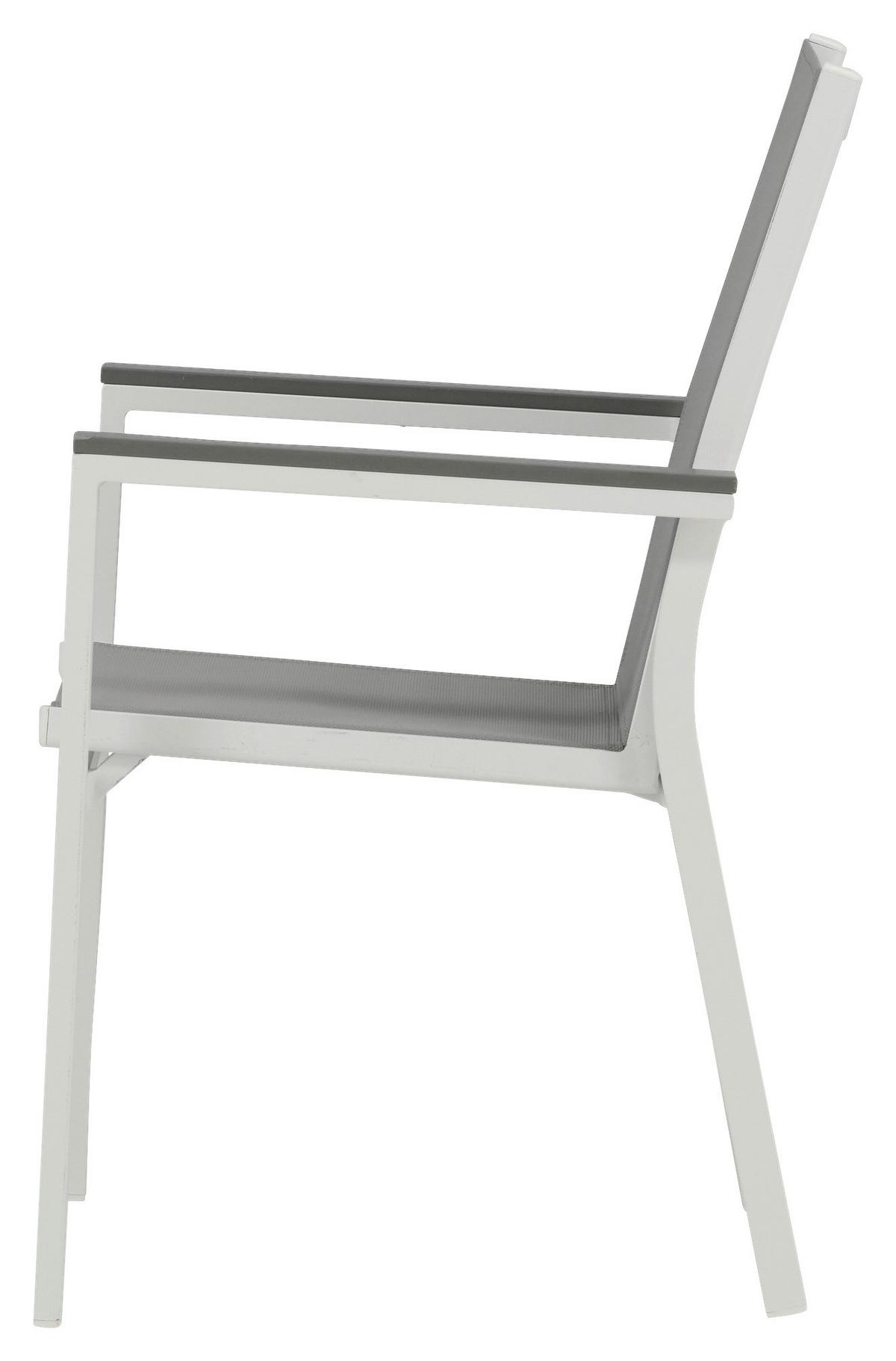 Gartenstuhl 2er-Set Parma ca. 57x90x60 cm Grau/Weiß - Weiß/Grau, KONVENTIONELL, Textil/Metall (57/90/60cm) - Gardenson