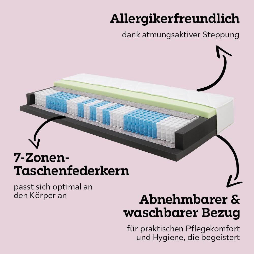 Wendematratze Komfort 1000 H2/H3 ca. 80x200cm - Weiß, Textil (80/200cm) - Premium Living