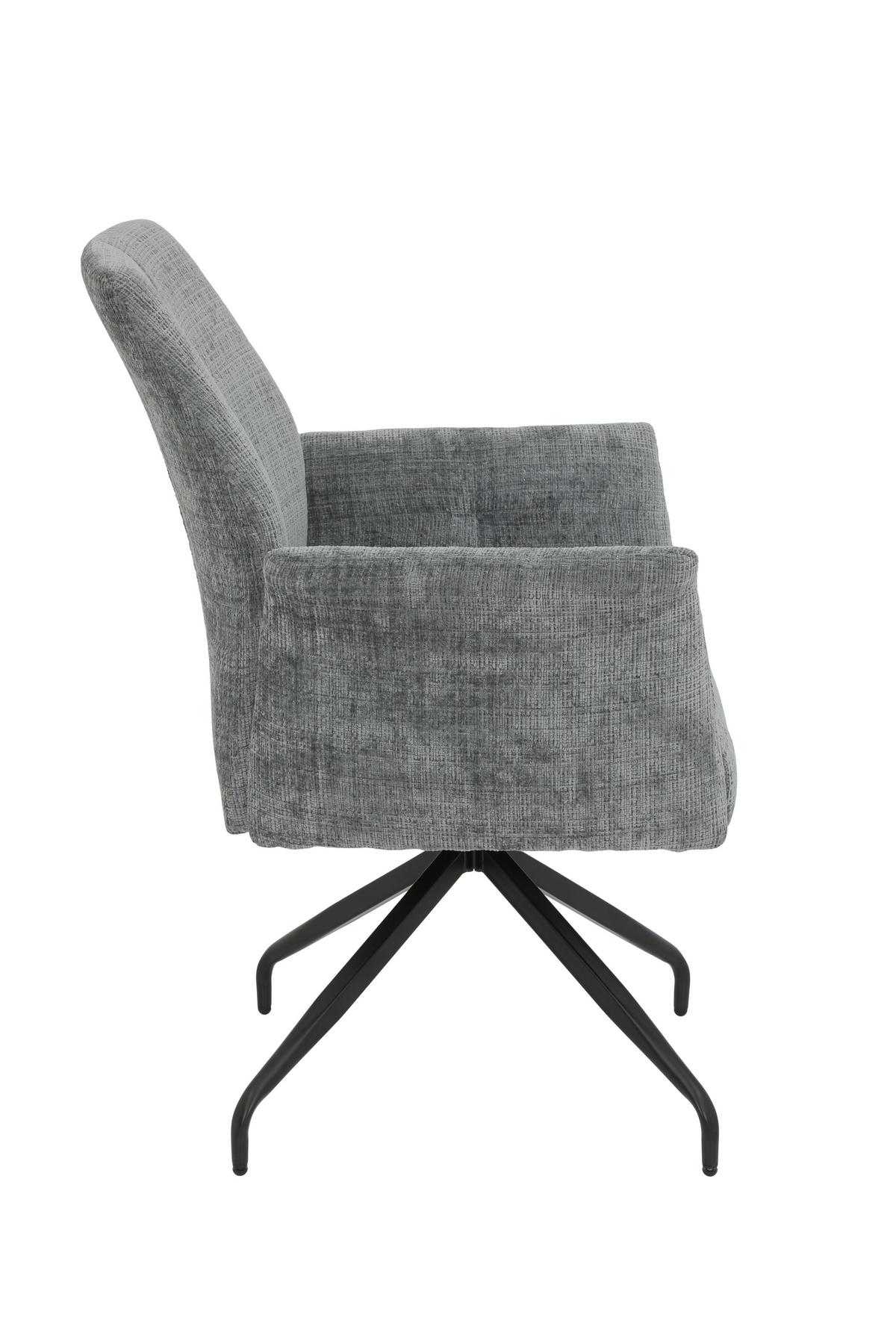ARMLEHNSTUHL-SET VIKTORIA S 4ER-SET - Hellgrau/Schwarz, MODERN, Textil/Metall (71/93/68cm) - P & B
