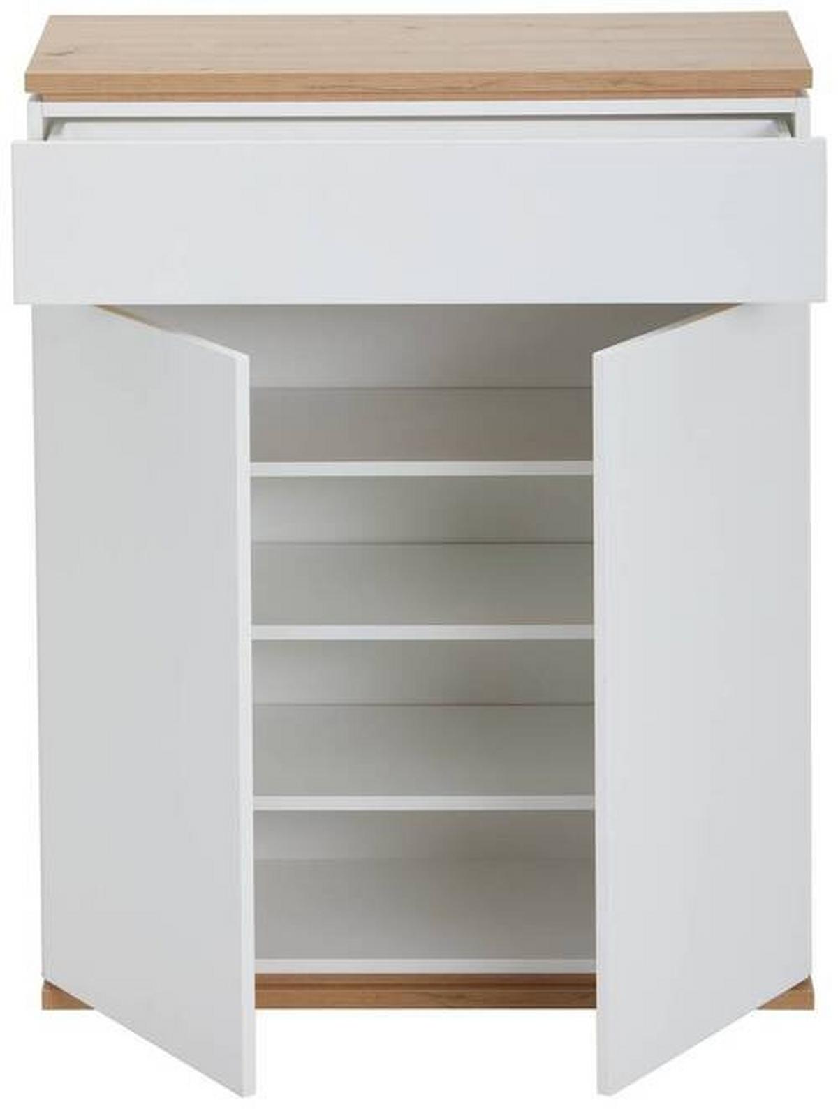SZAFKA NA BUTY YAMAEL - biały/czarny, Design, materiał drewnopochodny/tworzywo sztuczne (85/106/38cm) - Xora