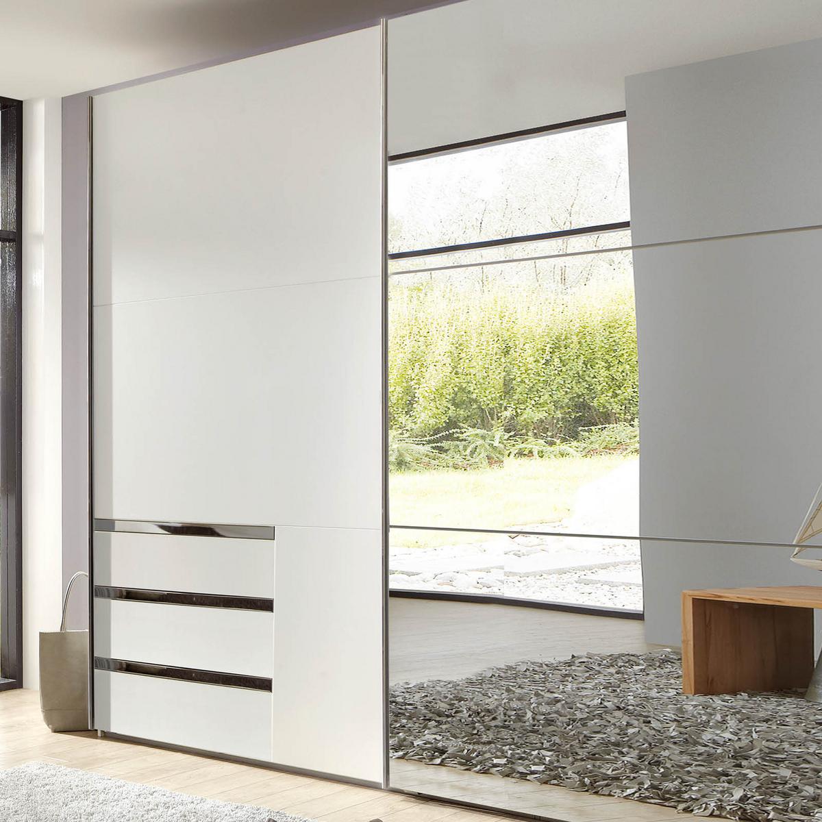 Ormar S Kliznim Vratima Level 36a - bijela/boje kroma, Moderno, staklo/drvni materijal (200/216/65cm) - Modern Living