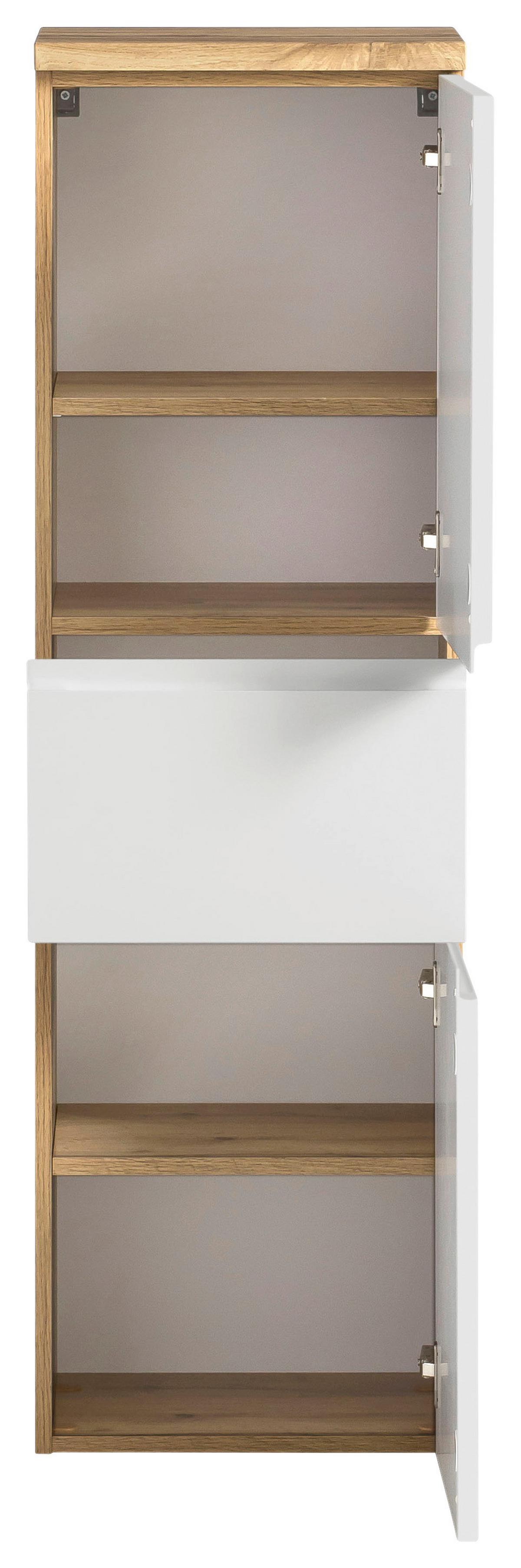 Midischrank Varese ca. 40x130 cm Weiß/Eiche - Eiche Wotan/Weiß, MODERN, Holzwerkstoff (40/130/35cm) - Held