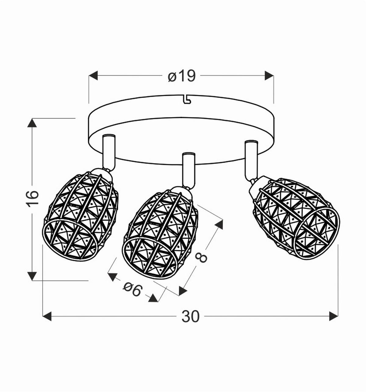 Stropna Svjetiljka Shiba - boje kroma/prozirno, Design, staklo/metal (30/30/16cm)