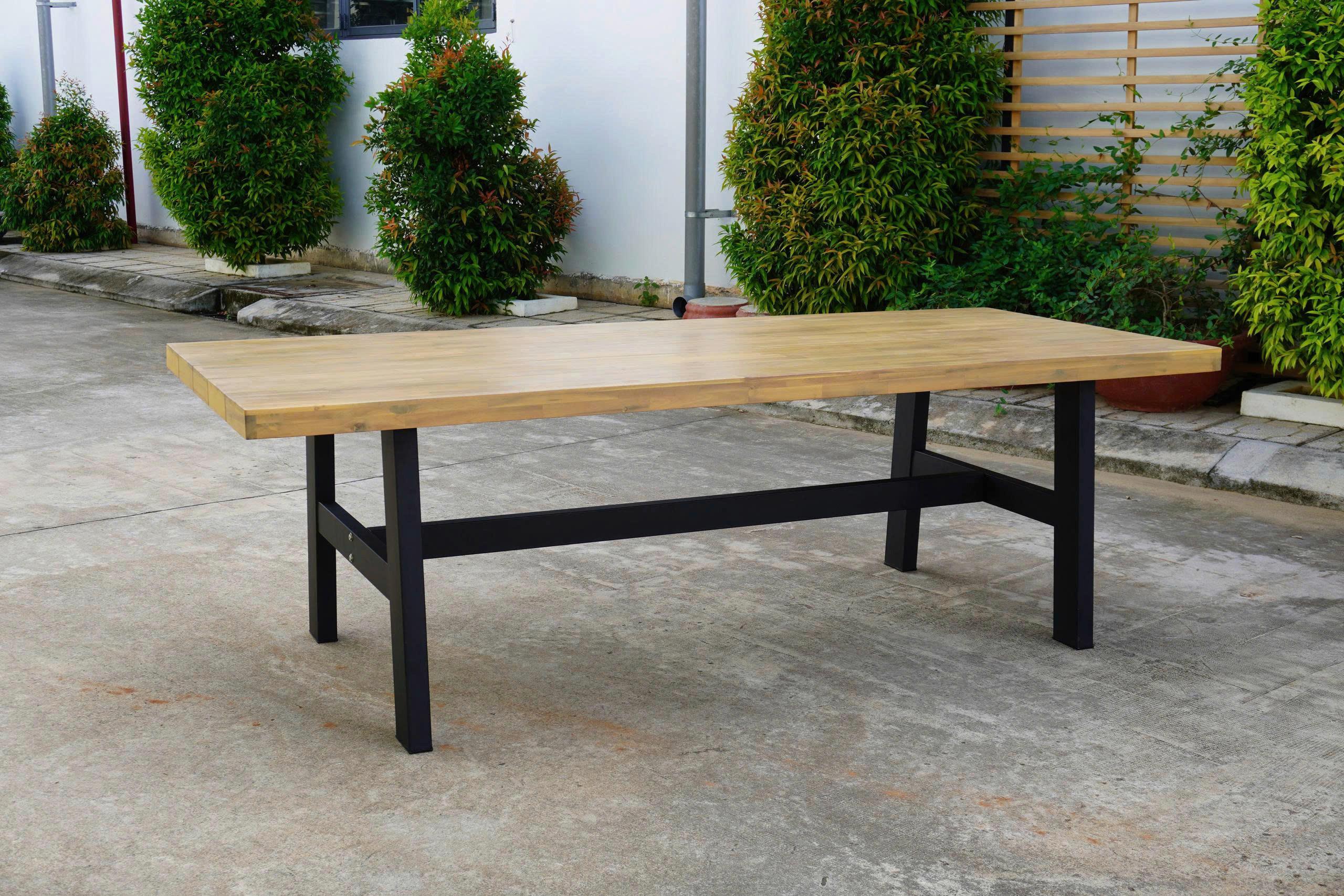 Vrtna Miza Selma, Akacija, 100x240 - črna/barve akacije, Moderno, kovina/les (240/100/75cm) - Mömax