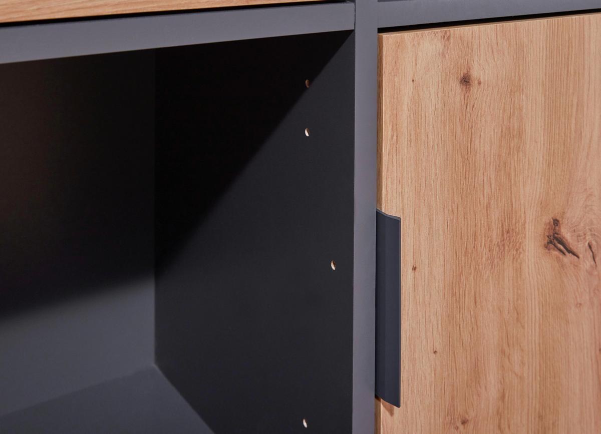 Regal Pepeto 2T ca. 77x77x30cm Anthrazit/Eiche - Anthrazit/Schwarz, Design, Holzwerkstoff/Metall (77/77/30cm) - Livetastic