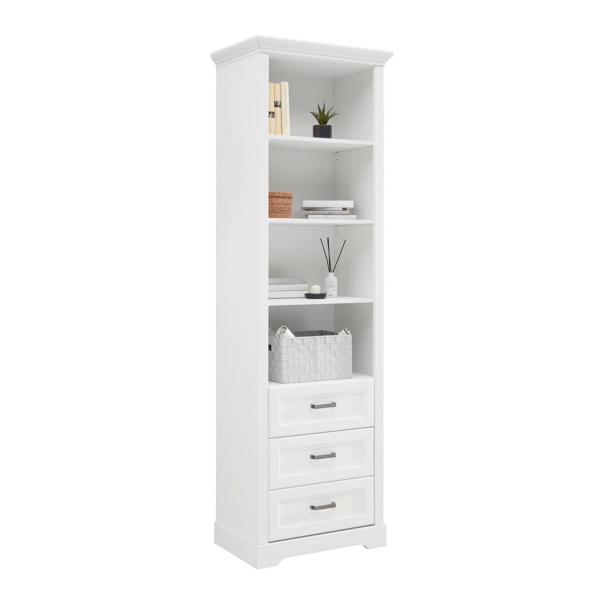 Standregal Marilou in Weiss - Weiss/Schwarz, Romantik / Landhaus, Holzwerkstoff/Kunststoff (64/206/42cm) - Zandiara