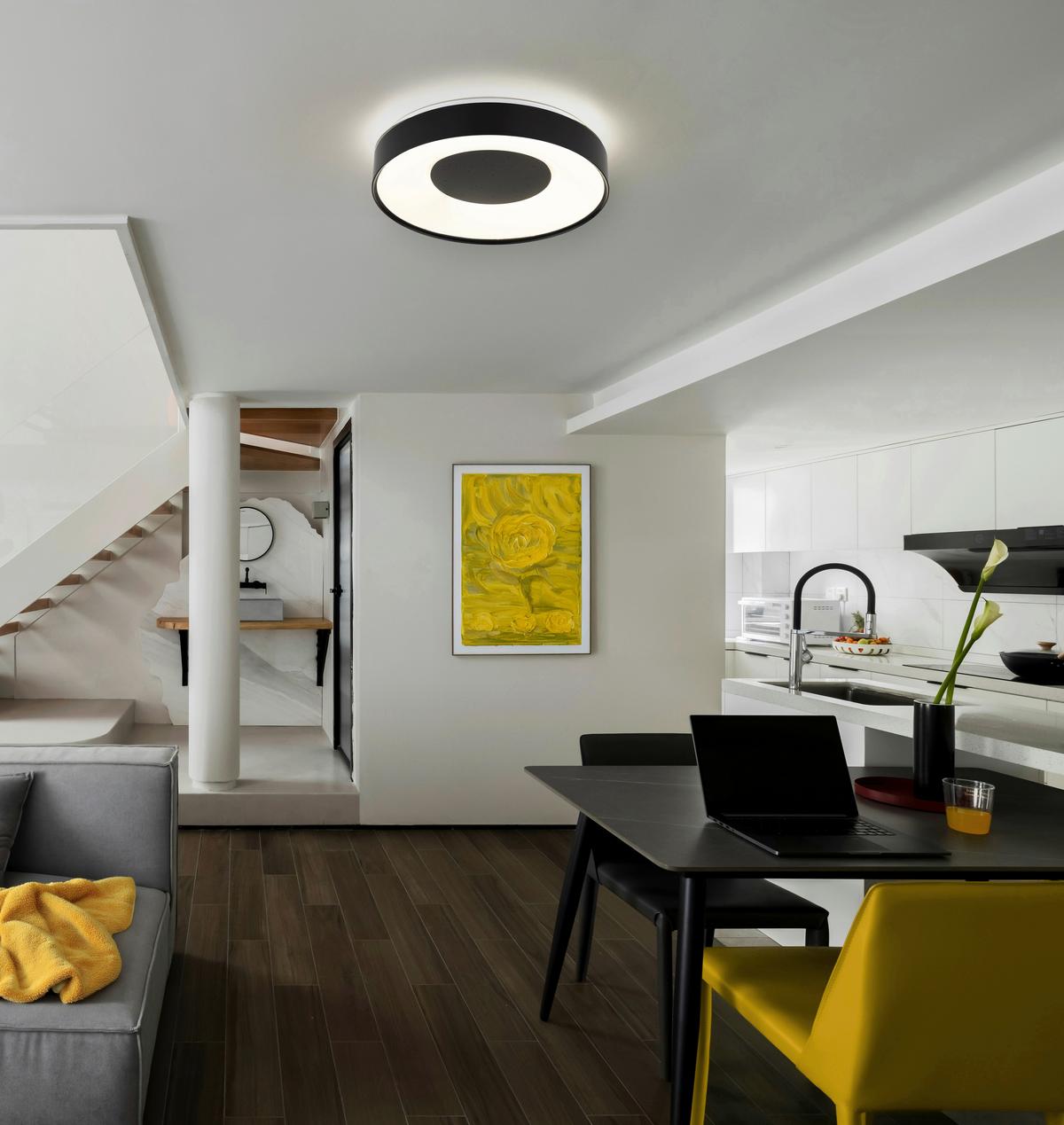 Led Stropna Svjetiljka Jolliana - bijela/siva, Design, metal/plastika (38,6/7,5cm) - Globo