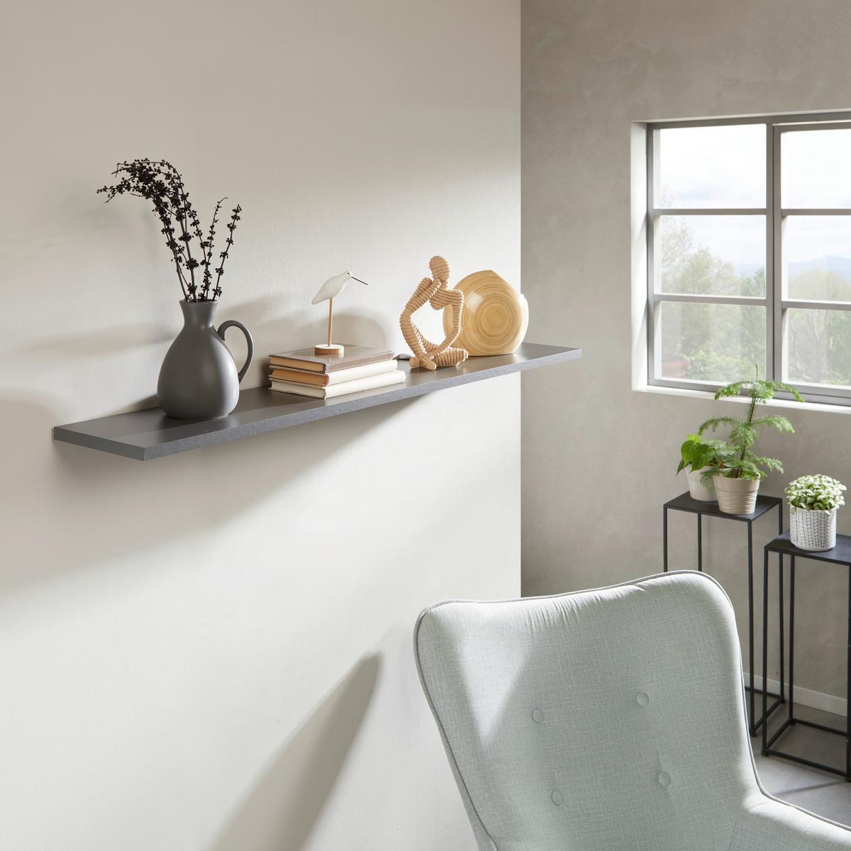 Poliță de perete SKATE 120/20 - antracit, Modern, material pe bază de lemn (120/1,8/20cm) - Modern Living