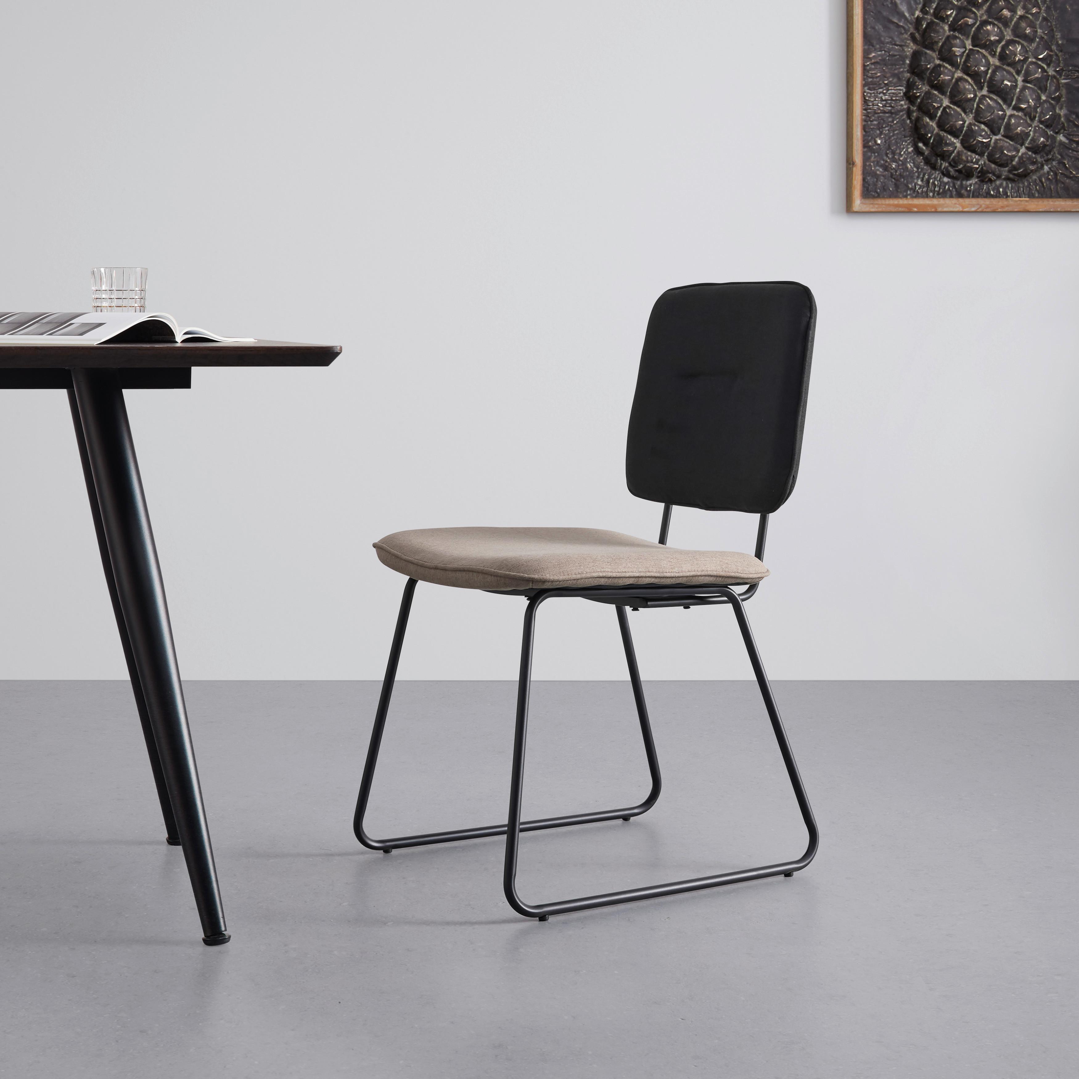 Stuhl "Ava", Webstoff, schwarz/taupe - Taupe/Schwarz, MODERN, Holz/Textil (49/85/62cm) - Bessagi Home