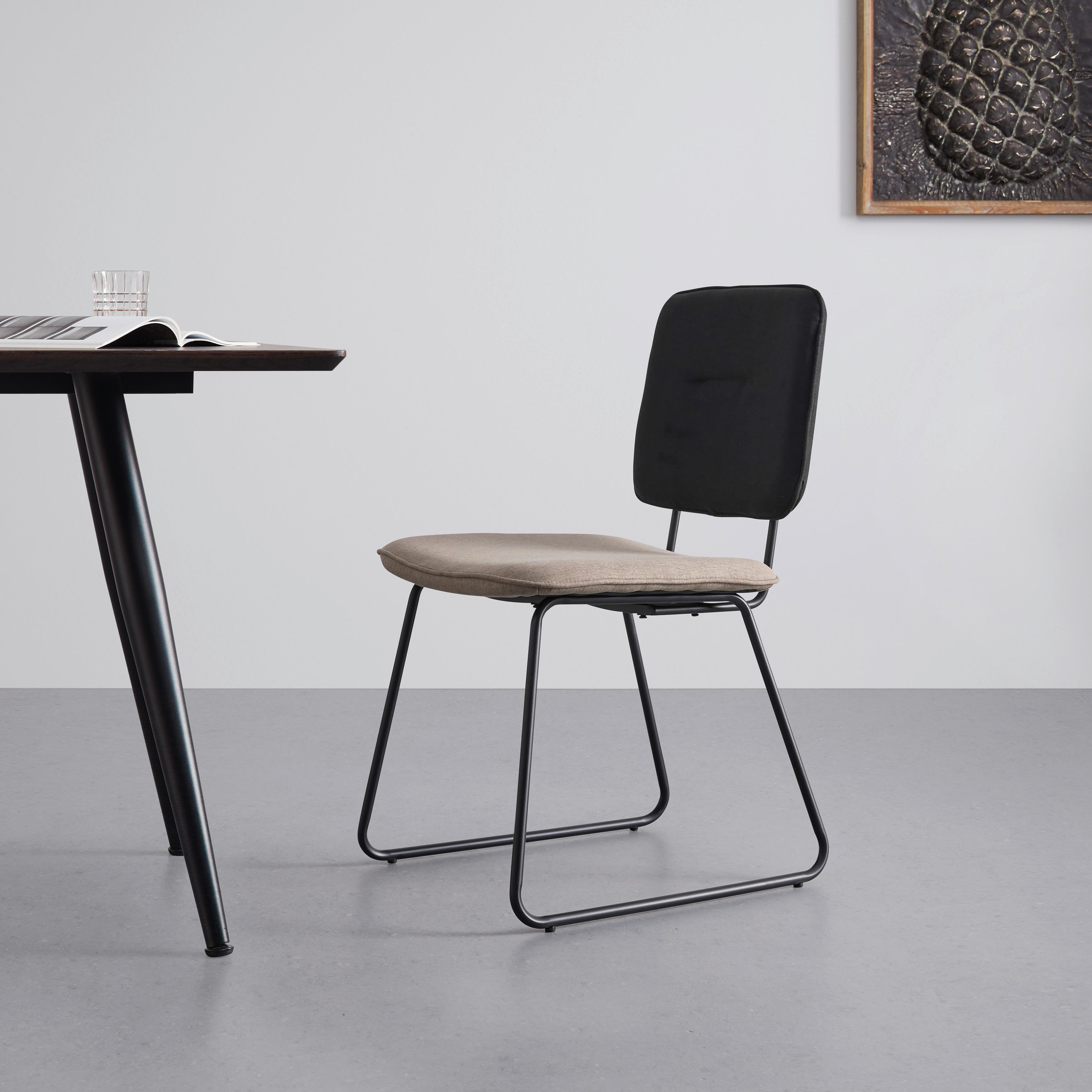Stol Ava, Črna, Sivorjava - rjavosiva/črna, Moderno, kovina/tekstil (49/85/62cm) - Bessagi Home