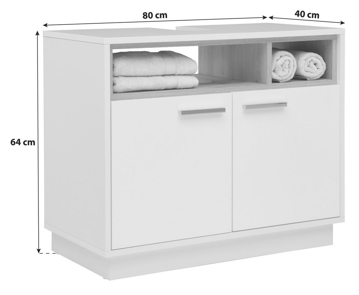 Element Ispod Umivaonika Milano - bijela/boje kroma, Moderno, drvni materijal/metal (80/64/40cm) - Mömax