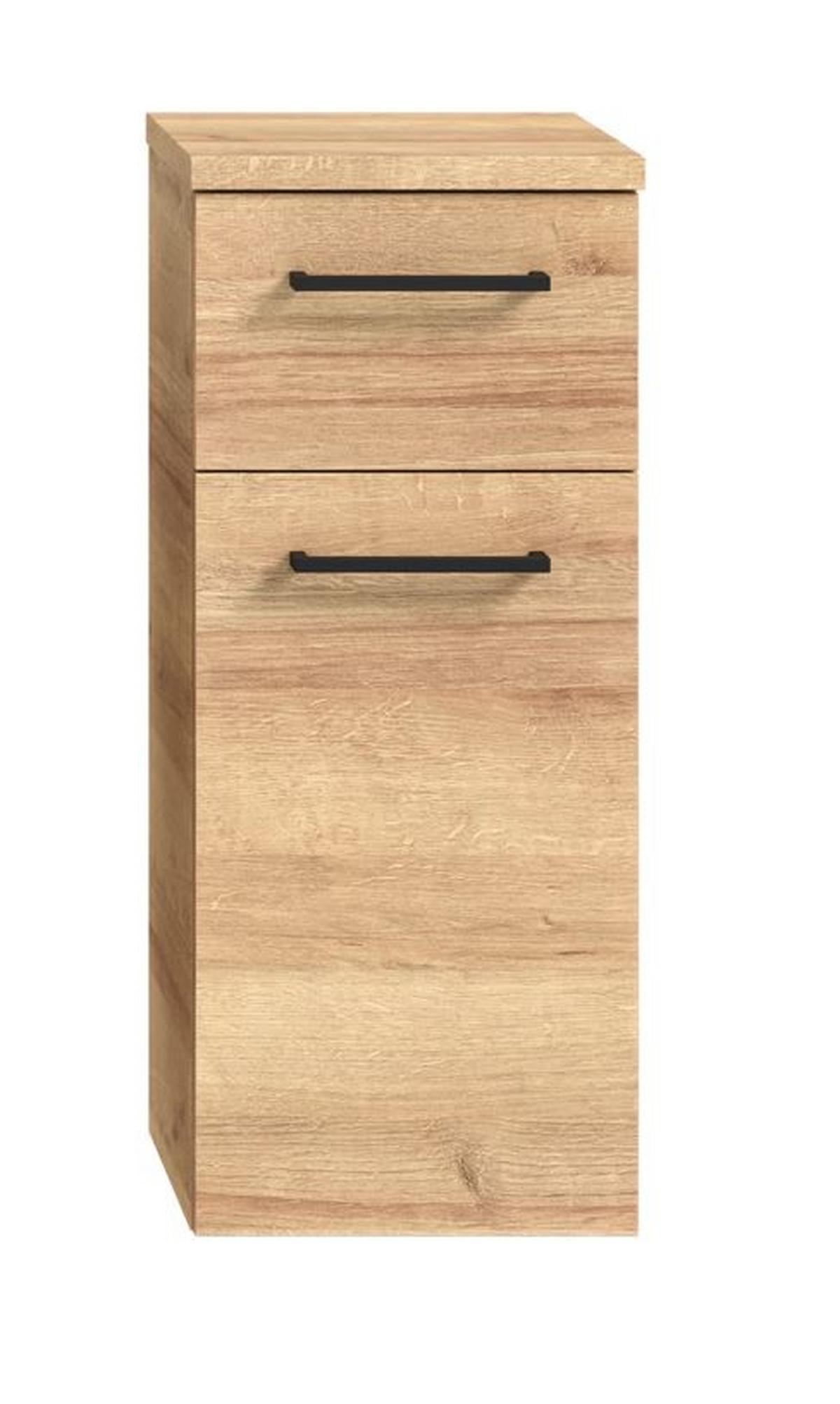 Unterschrank Bavelli in Eichefarben - Eichefarben/Schwarz, Modern, Glas/Holzwerkstoff (30/70/32,5cm) - Pelipal