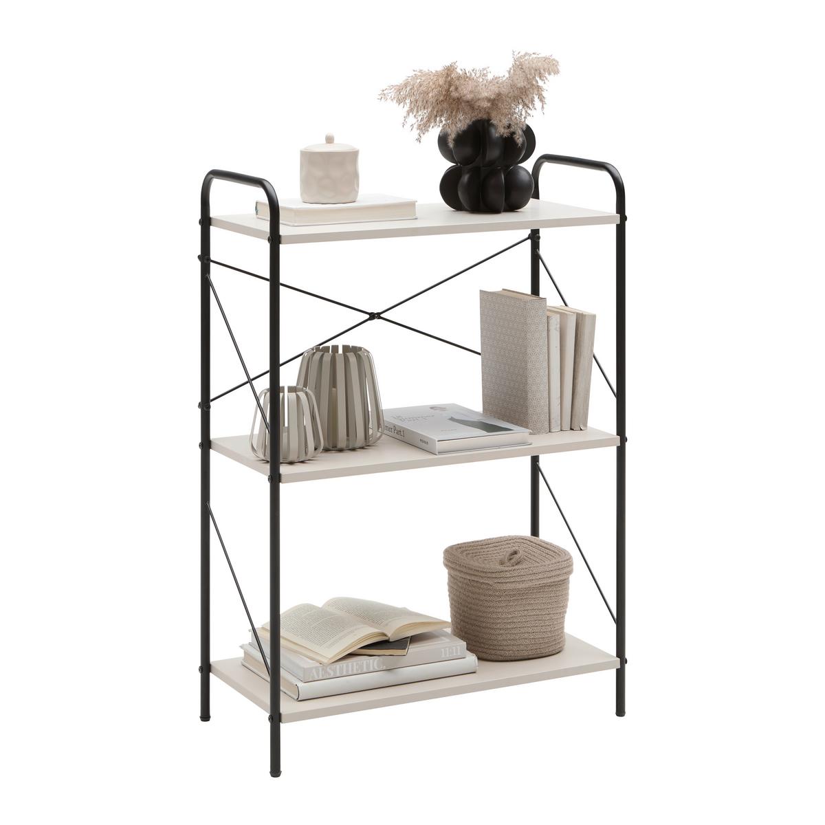 Regal Tom Kaschmir/Schwarz - Kaschmir/Schwarz, Modern, Holzwerkstoff/Metall (63.2/89/30cm) - Mömax