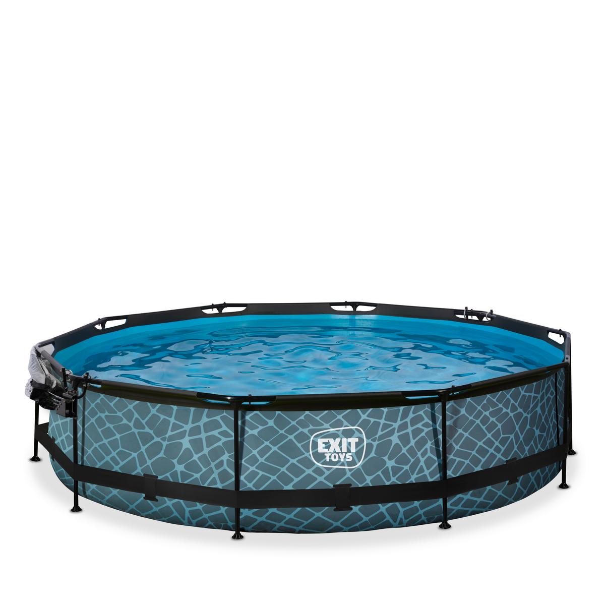 Bazen Exit Stone Pool, Ø 360cm - siva, Konvencionalno, umetna masa (360/76cm) - EXIT Toys