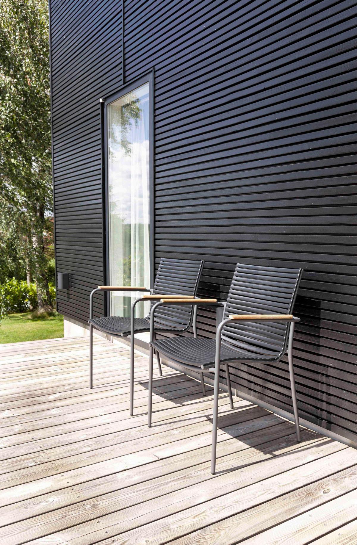 Stapelstuhl Mood Classic Anthrazit/Teakholz - Anthrazit/Schwarz, KONVENTIONELL, Holz/Kunststoff (60/84/56cm) - Gardenson