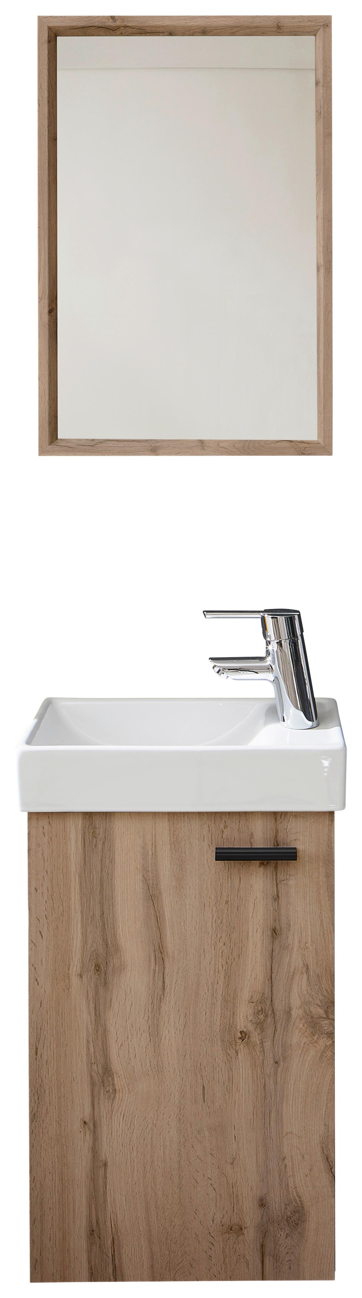 Gästebad Amy 2-teilig in Eichefarben - Wildeiche/Weiß, MODERN, Glas/Holzwerkstoff (41/165/23cm) - Mömax