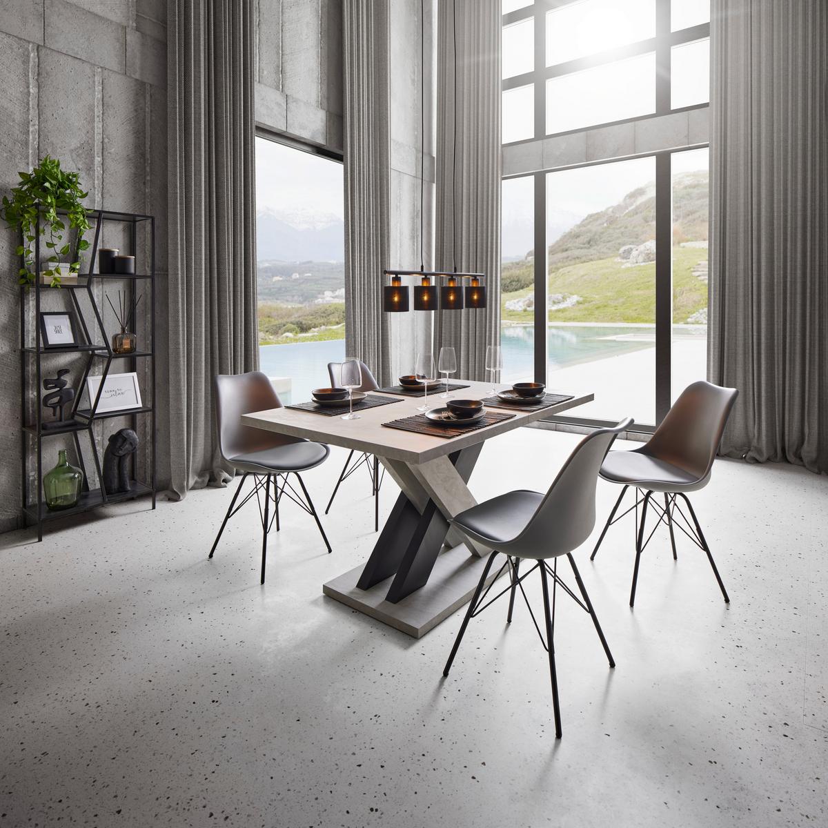 Stuhl In Grau - Schwarz/Grau, Modern, Kunststoff/Textil (55,5/86/48cm) - Mömax