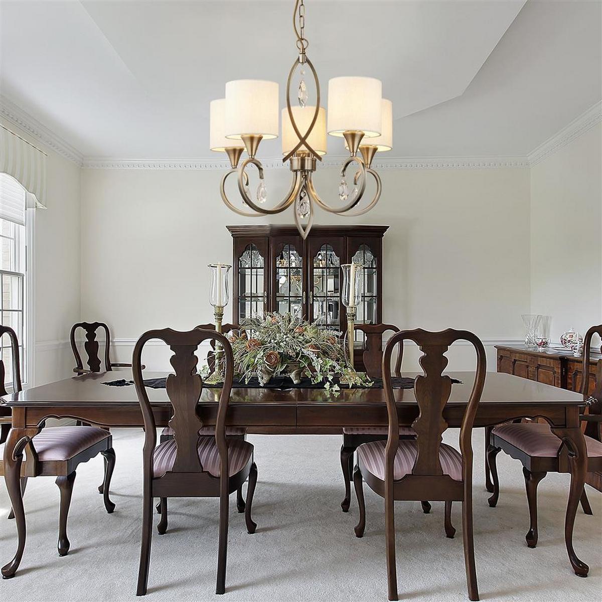 Kristály Függőlámpa Alberto 1605-5ab - bézs/sárgarézszínű, Konventionell, üveg/textil (52/106cm)