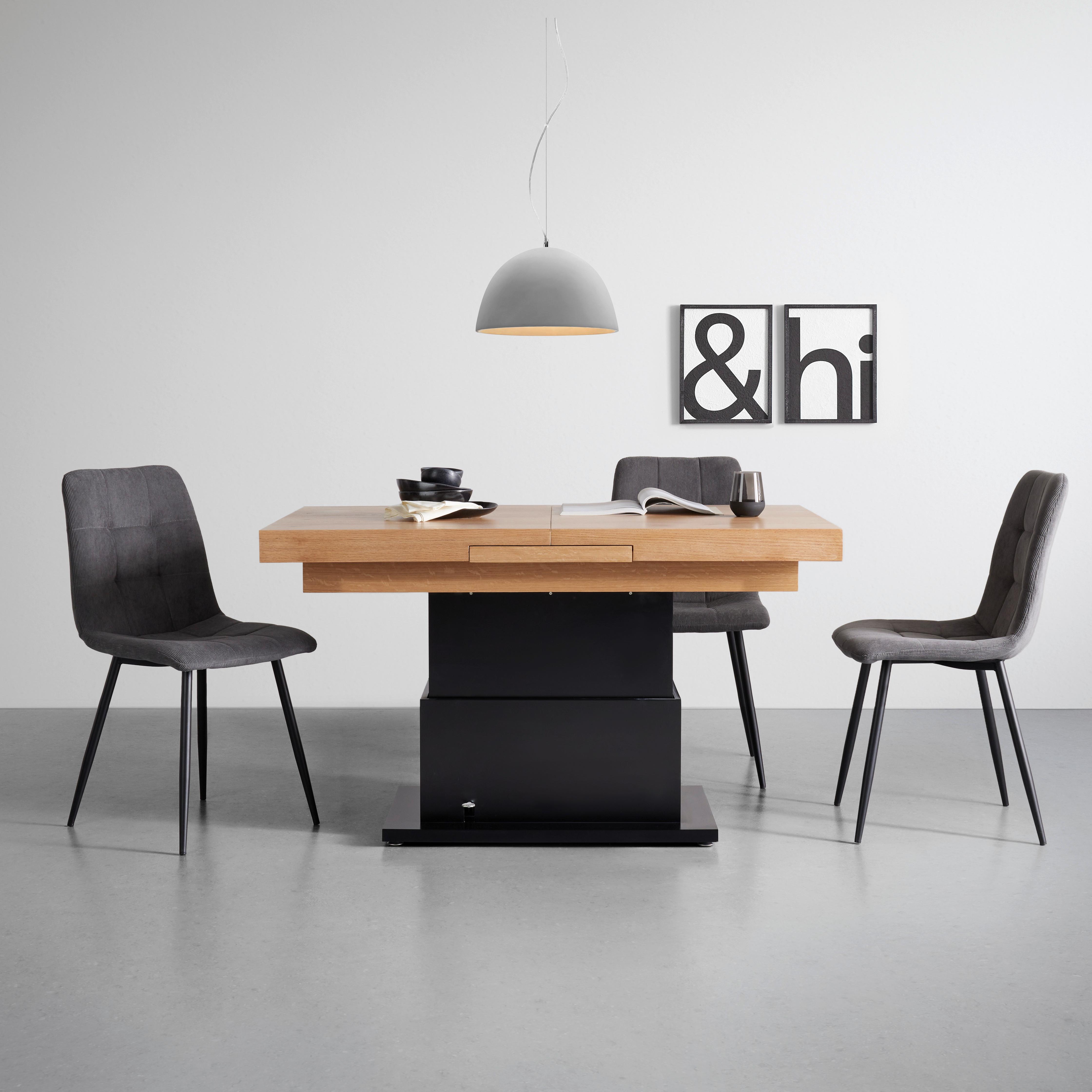 SOFFBORD 2IN1 III - svart/ekfärgad, Modern, metall/trämaterial (133-170/51,5-77,5/80cm) - Mömax