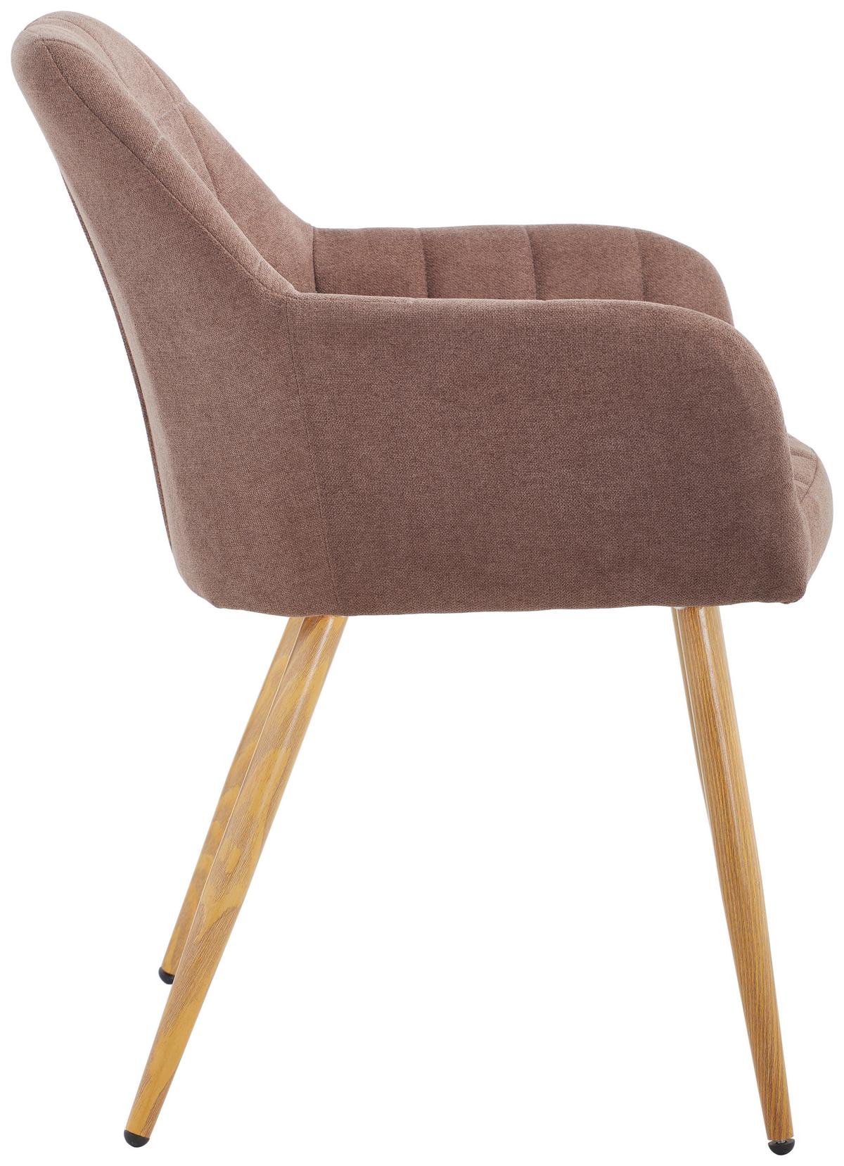 KRZESŁO Z PODŁOKIETNIKAMI DROPS - kolor dębowy/brązowy, Modern, metal/tkanina (57/82/60cm) - MID.YOU