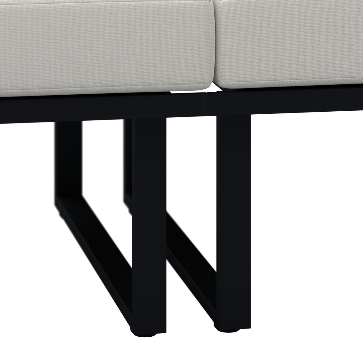 Loungegarnitur Loretta Creme Metall/Holz/Outdoorstoff - Creme/Schwarz, MODERN, Holz/Textil (80/75/80cm) - Bessagi Garden