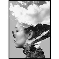 Tablou cu ramă Elena cca. 50x70 cm - alb/negru, Modern, hârtie/material pe bază de lemn (50/70cm) - Modern Living