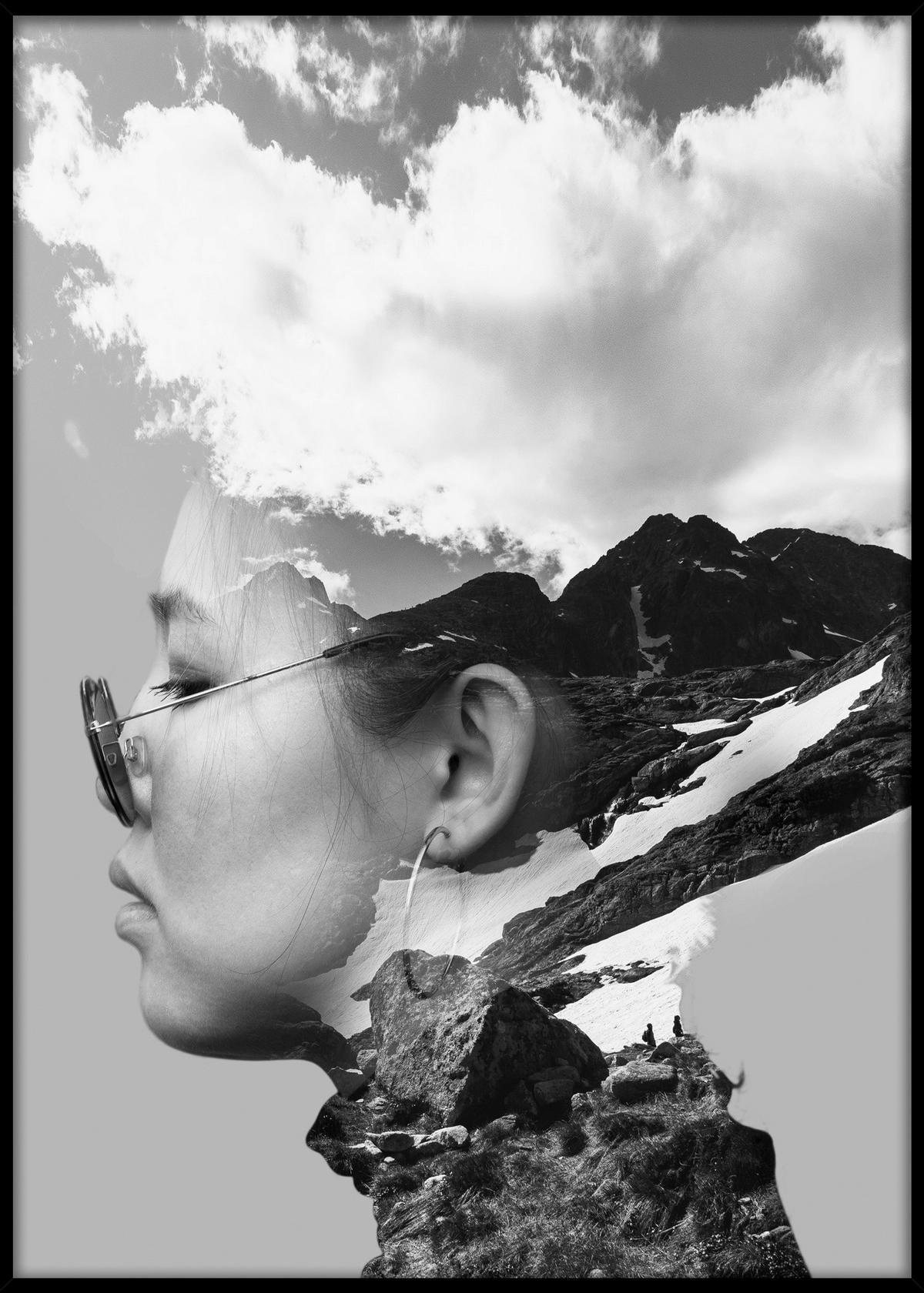 Tablou cu ramă Elena cca. 50x70 cm - alb/negru, Modern, hârtie/material pe bază de lemn (50/70cm) - Modern Living