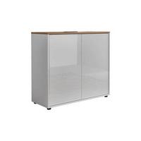 Kommode Mailand Typ 4 Weiß/Eiche Artisan - Weiß Hochglanz/Schwarz, MODERN, Holzwerkstoff/Kunststoff (79/73/33cm) - MID.YOU