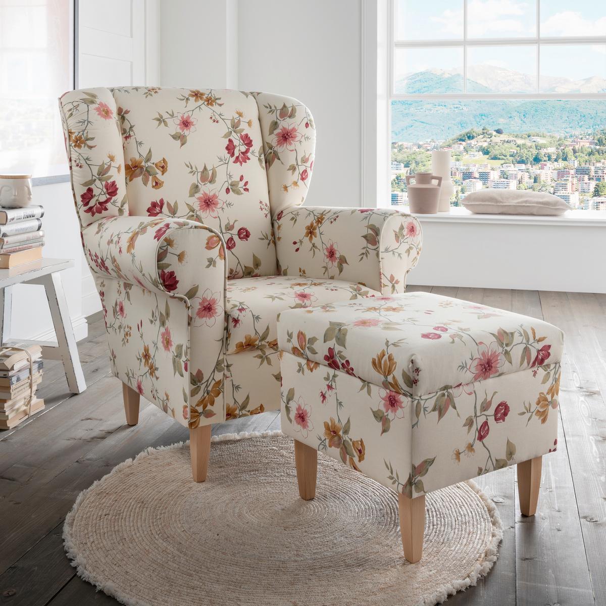 Sesselset Asino Beige/Rot Webstoff - Beige/Rot, KONVENTIONELL, Holz/Textil (80/102/86cm) - Livetastic