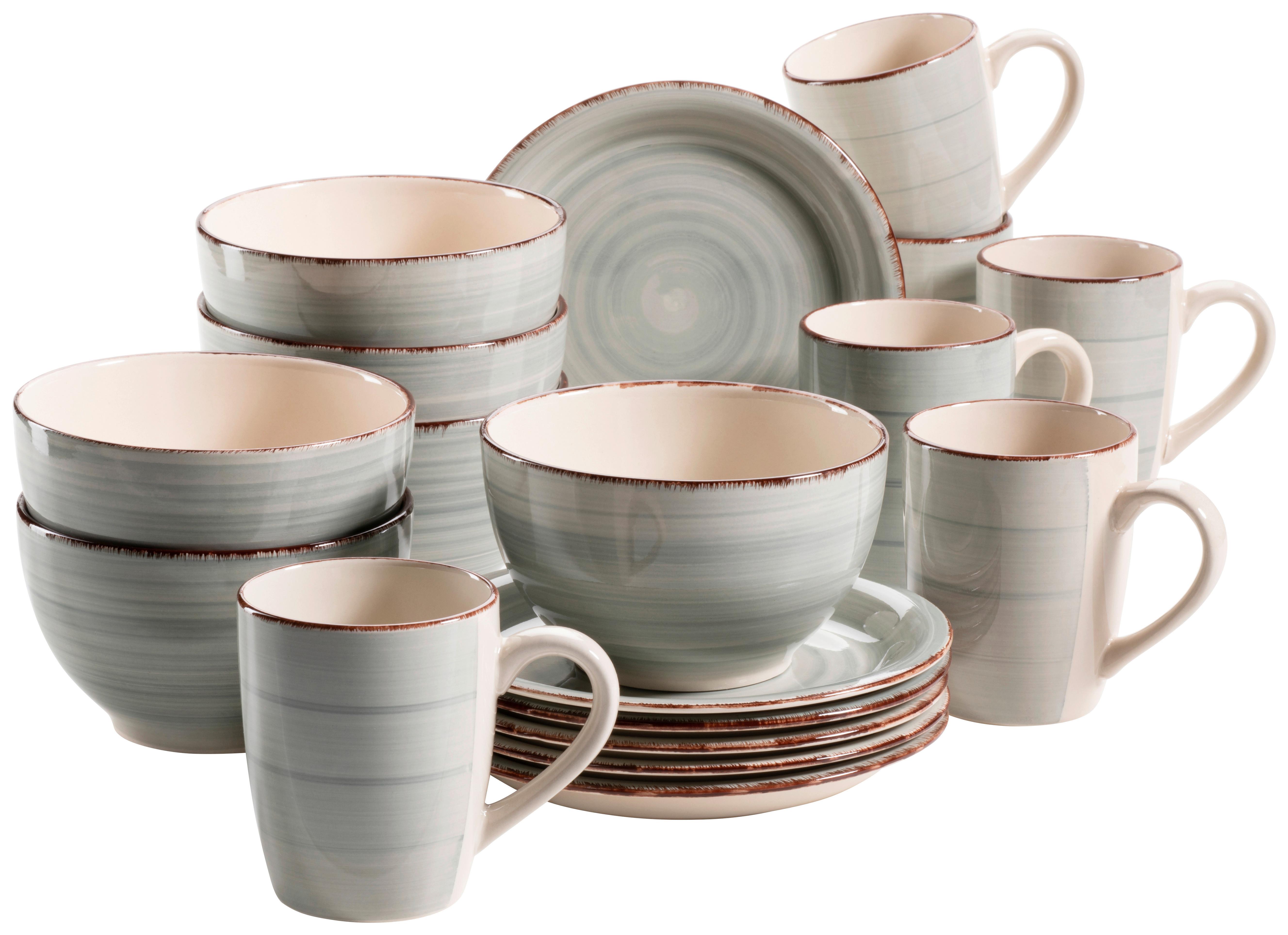 Frühstücksset Lumaca aus Steingut, 18-teilig - Grau, Basics, Keramik - Mäser