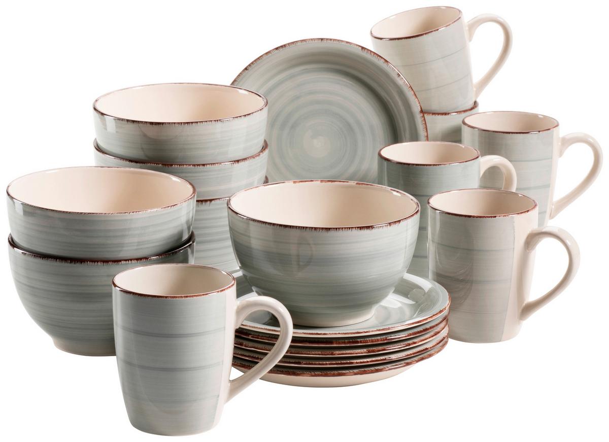 Frühstücksset Lumaca aus Steingut, 18-teilig - Grau, Basics, Keramik - Mäser
