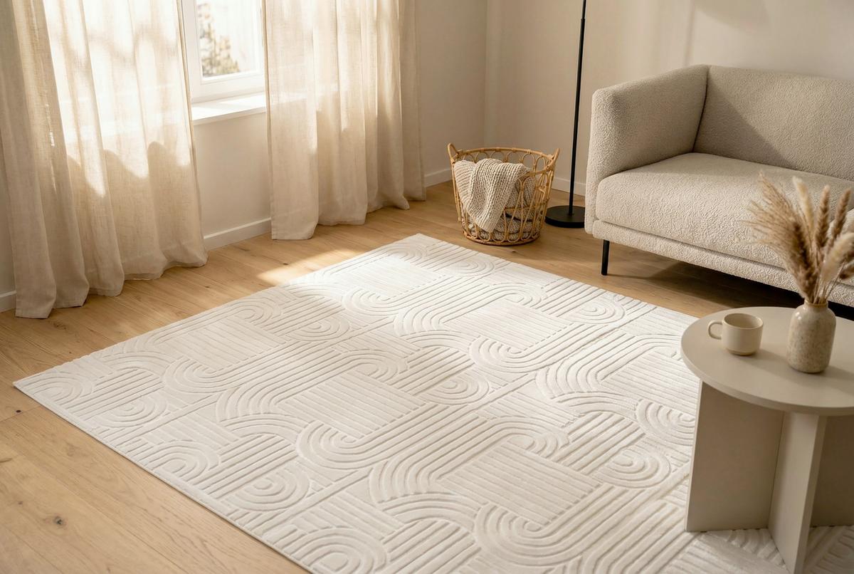 Flachwebeteppich Calma 125 Weiss 160 X 220 Cm - Weiss, Basics, Textil (160/220cm) - Kayoom