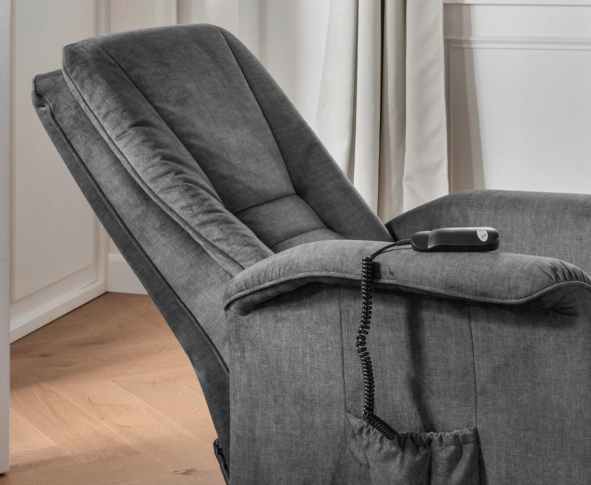 Relaxsessel Harry Dunkelgrau Velours - Dunkelgrau/Schwarz, Design, Kunststoff/Textil (77/107/88cm) - Livetastic
