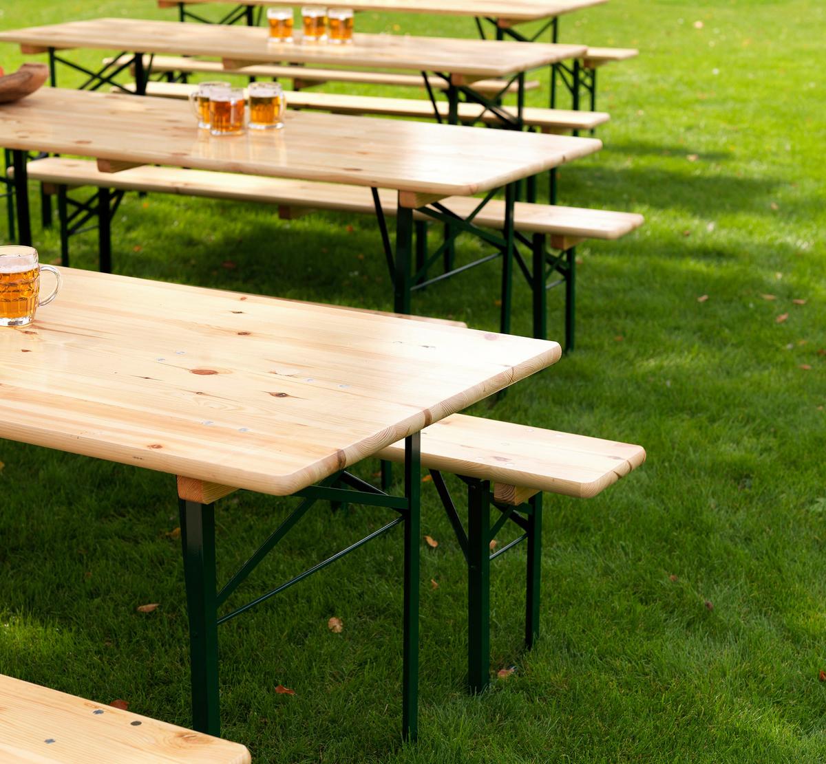 Biertisch Holz klappbar - Fichtefarben/Grün, Basics, Holz/Metall (220/78/50cm) - Gardenson