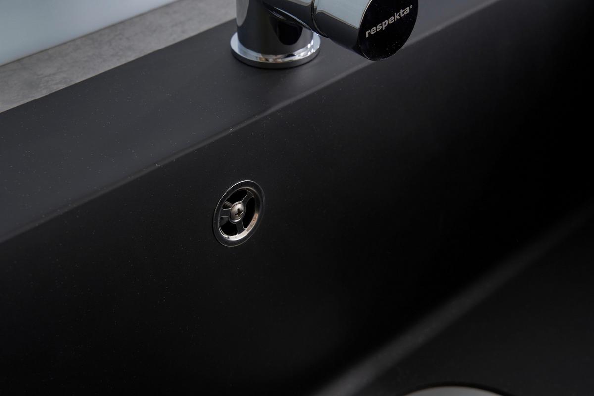 Einbauspüle Ohio ca. 66x21x50 cm Schwarz - Schwarz, Trend, Glas/Kunststoff (66/21/50cm) - Respekta