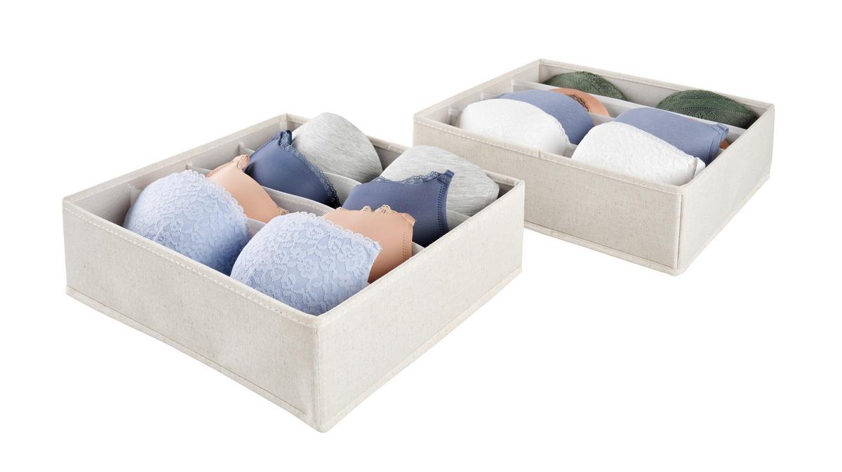 Aufbewahrungsboxen-Set Bras Beige, 2-teilig - Beige, Modern, Papier/Textil - Mömax