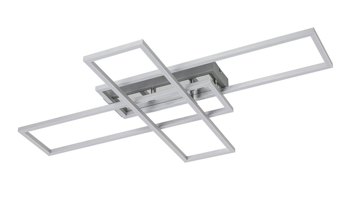 LAMPA SUFITOWA LED MANSFIELD *SBN* - kolor srebrny/kolor aluminiowy, Basics, tworzywo sztuczne/metal (82,5/55/8cm) - Novel