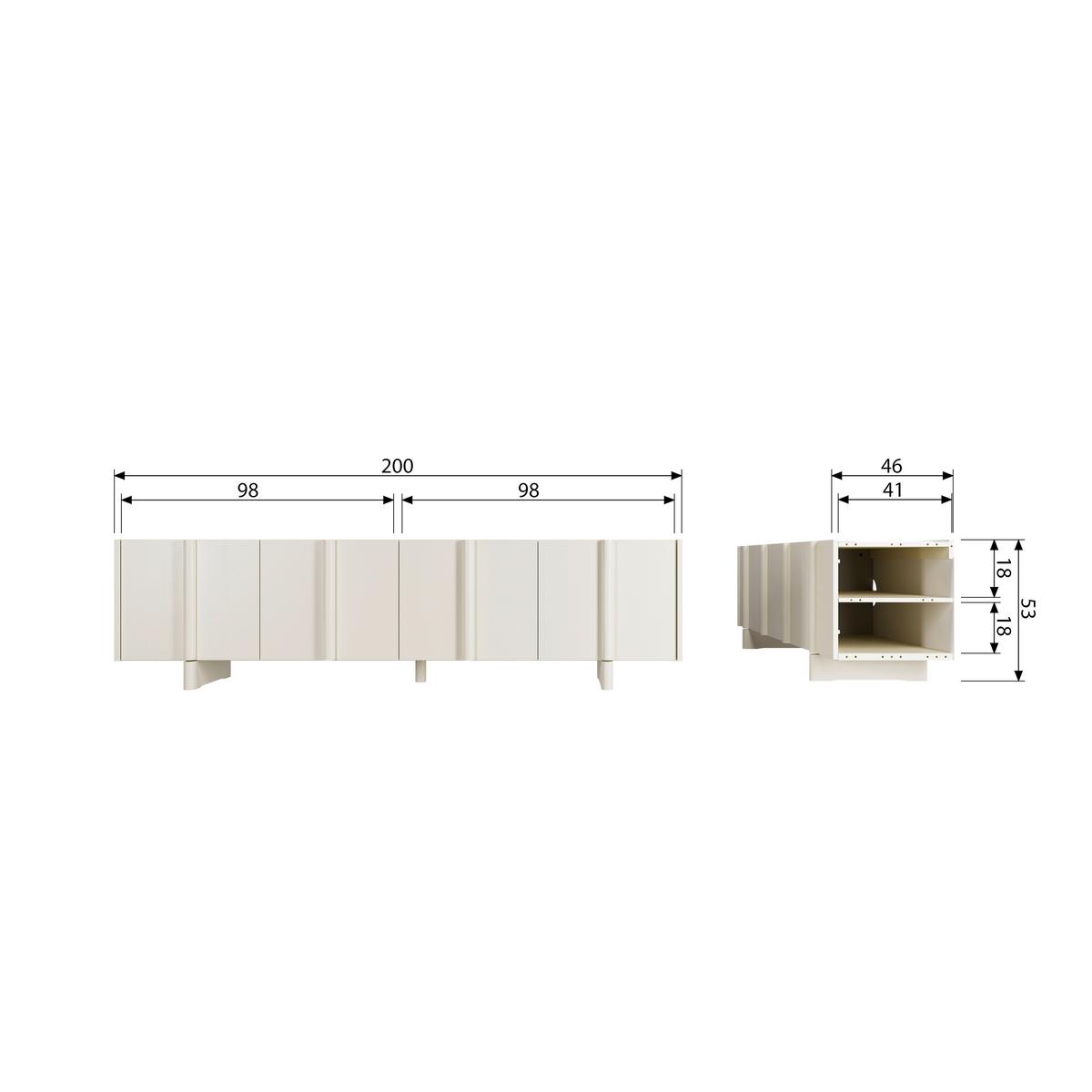 Lowboard Basu Hellgrau B: 200cm - Hellgrau, Design, Holz (200/53/46cm) - Livetastic