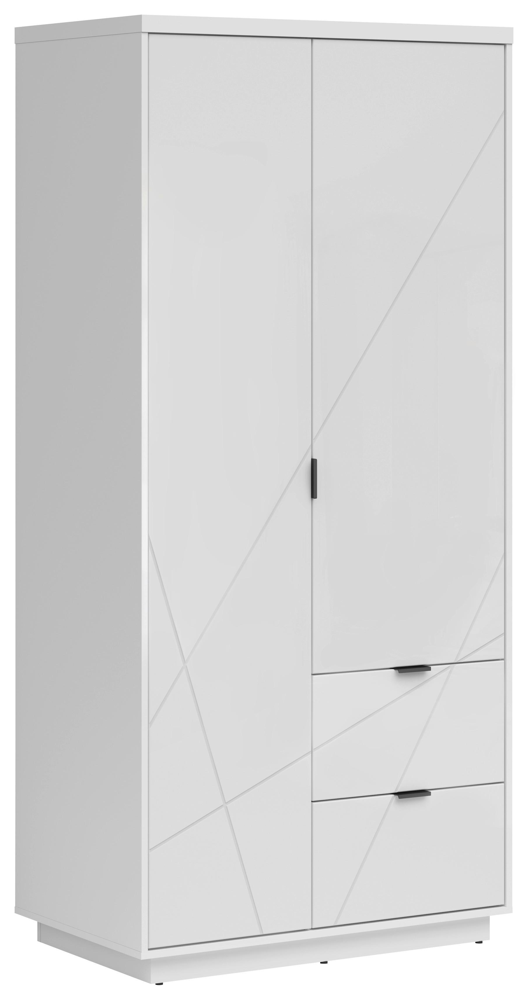 Ormar S Klasičnim Vratima Forn - bijela/bijela visoki sjaj, Moderno, drvni materijal/metal (94/200,5/56,5cm) - Modern Living