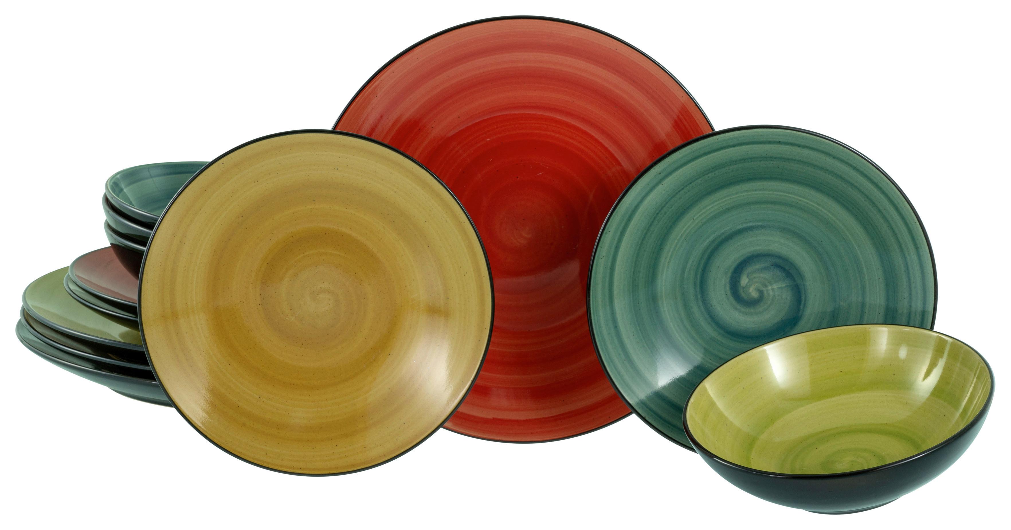 Jedilni Servis Samoa, 12-Delni - rdeča/sahara, Basics, keramika - Creatable