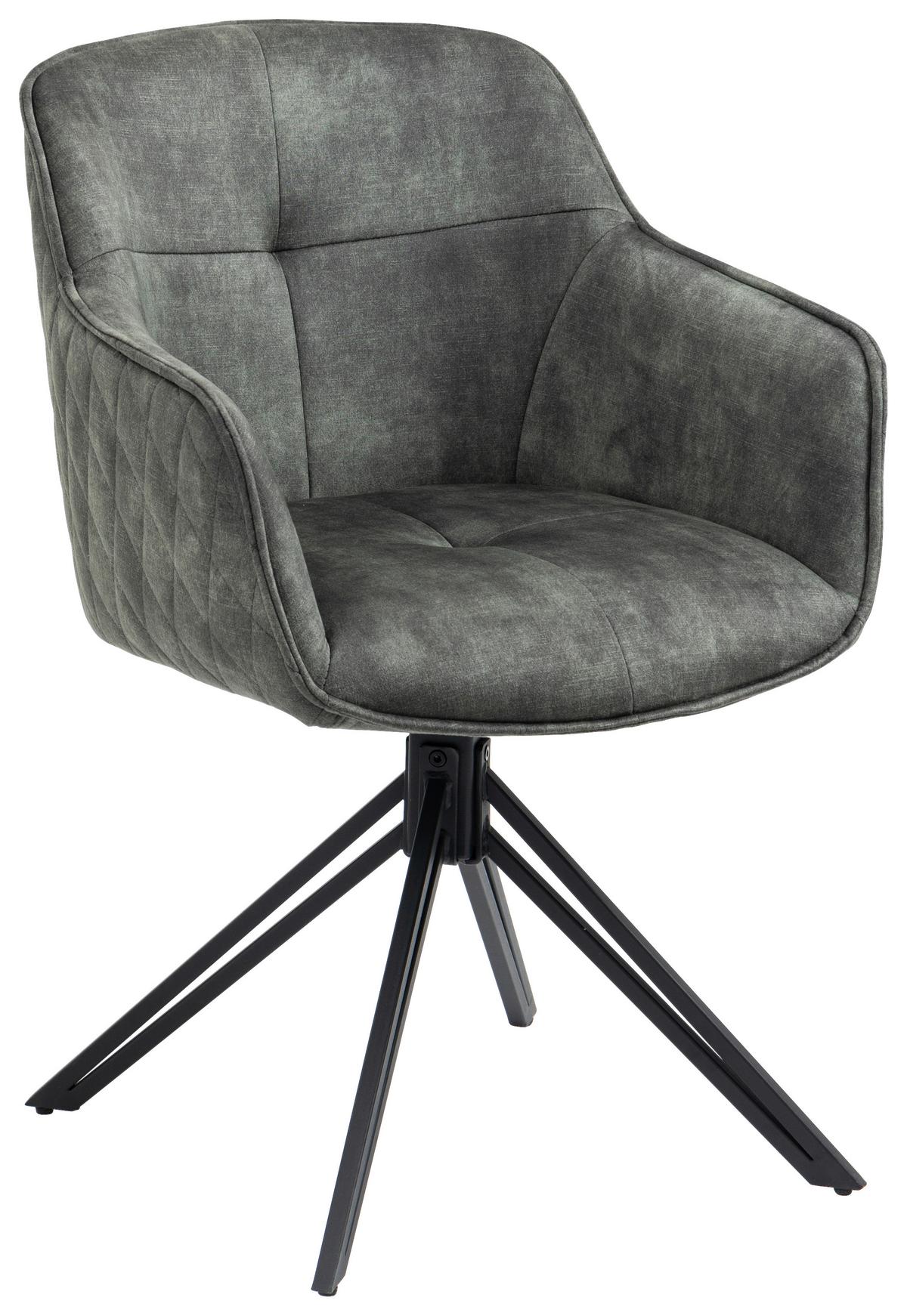 KRZESŁO Z PODŁOKIETNIKAMI SEBA - czarny/ciemnozielony, Modern, metal/tkanina (58/83/60cm) - Livetastic